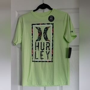 NWT-Hurley Boy Sz Lg Neon Green Graphic T-Shirt Read Post.